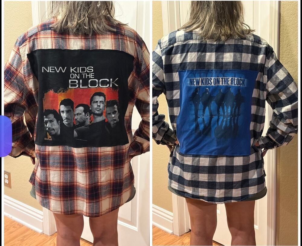 2 New Kids on the Block Upcycled Flannel Shirts Size XXL